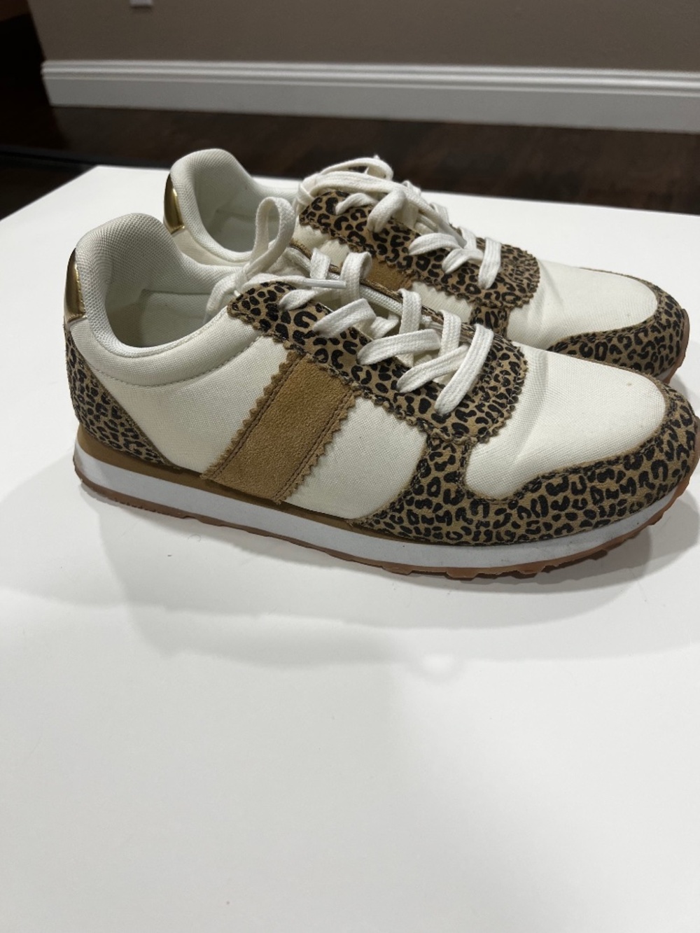 J. Crew Factory Nylon Striped City Sneaker w Leopard